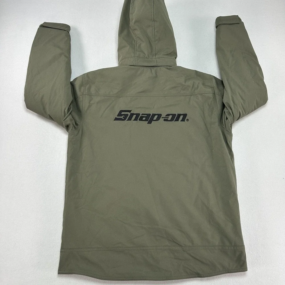 Snap-on Jacket Youth Large Green Hooded Full Zip Softshell Logo Quilted Warm